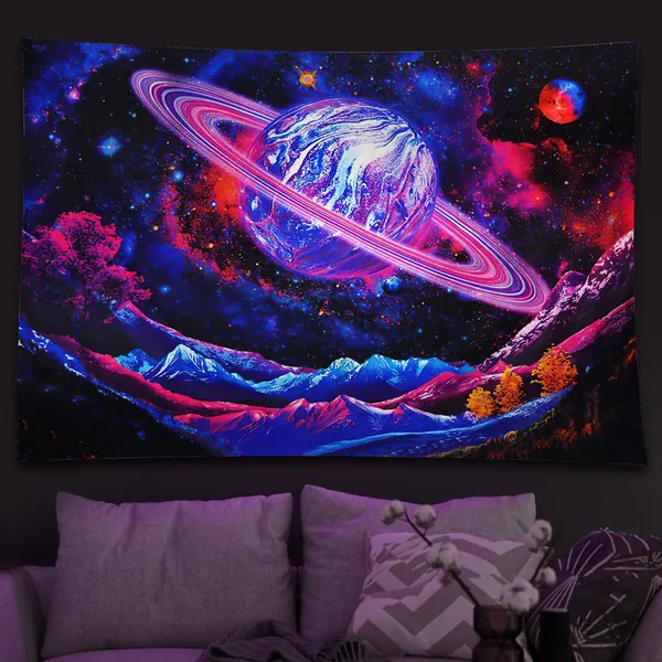 Galaxy Tapestry for Bedroom - Planet Tapestry Wall Hanging Psychedelic Tapestry for Bedroom Aesthetic - Mountain Wall Tapestry, Space Tapestry for Home Tapestry for Bedroom Decor - 