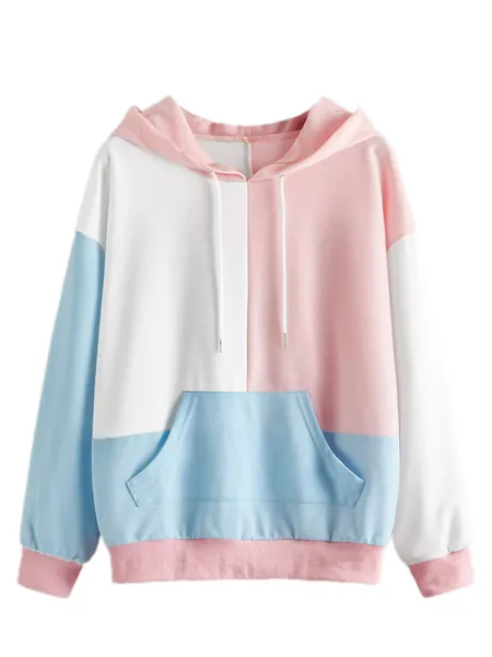 SweatyRocks Women's Causal Long Sleeve Color Block Hoodie Sweatshirt with Pocket