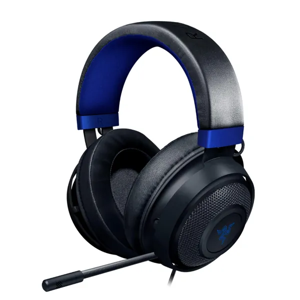 Razer Kraken Gaming Headset: Lightweight Aluminum Frame - Retractable Noise Isolating Microphone - for PC, PS4, PS5, Switch, Xbox One, Xbox Series X & S, Mobile - 3.5 mm Headphone Jack - Black/Blue - Classic Black/Blue Headset Kraken