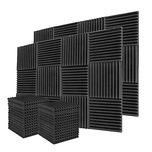 52 Pack Acoustic Foam Panels,1" x 12" x 12"Acoustic Wedge Studio Foam Sound Absorption Wall Panels (Black)