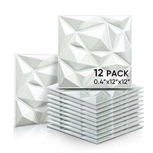 Sonic Acoustics 12 Pack Acoustic Foam Panels 0.4" X 12" X 12" Sound Absorbing Panel, 3D Unique Soundproof Foam Insulation, Foam Padding Used in Home & Offices (12 Pack, White) - 12 Pack - White (3D Unique)