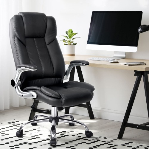 Artiss Gaming Chair Ergonomic Office Chairs Height Adjustable Leather Computer Desk Seat with Lumbar Support and 120° Recline, High Back and 360°-Swivel Seating Black for Executive Home - Black Type Adjustable Armrest