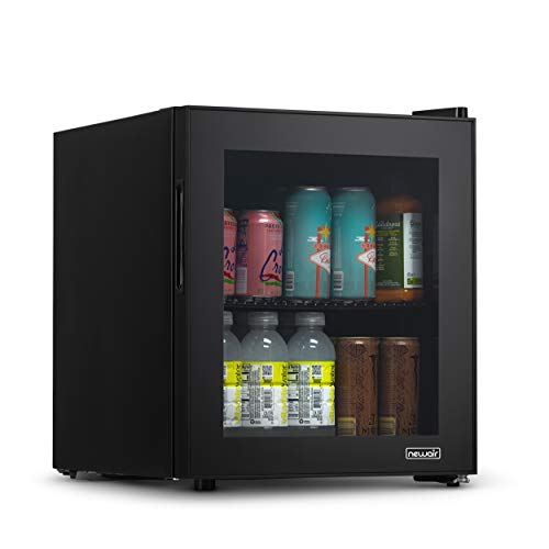 NewAir Beverage Fridge and Cooler with Reversible Glass Door, 60 Can Freestanding Mini Fridge in Black with Door Alarm, Perfect for Work from Home Station, Dorms, and More - 60 Can - Black - Cooler