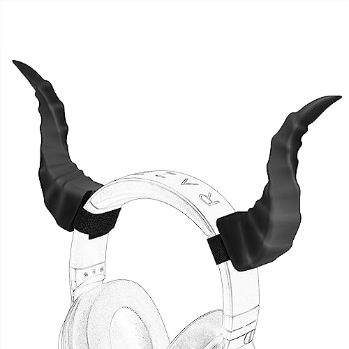 Geekria 3D Demon Horns for Headphone, Devil Horns Headphone Accessories with Hook and Loop, Cosplay Ears Devil Attachment for Gamers and Streamers (1 Pair/Black)