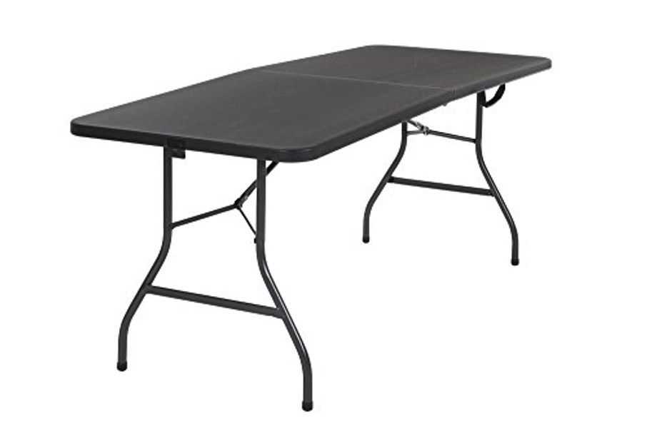 COSCO 6 ft. Fold-in-Half Banquet Table w/Handle, Black