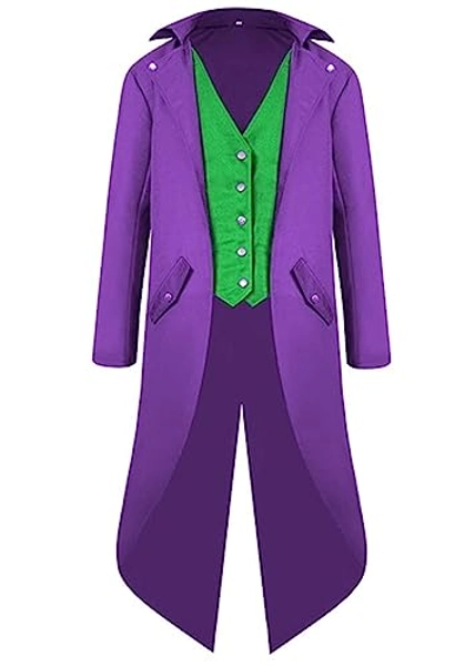 Men's Steampunk Vintage Tailcoat Jacket Gothic Victorian Frock Coat Uniform Halloween Costume