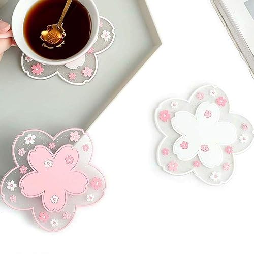 Durable Non-Slip Sakura Coffee Cup PVC Coaster Home Tea Coaster Bowl pad placemat Coaster(S)