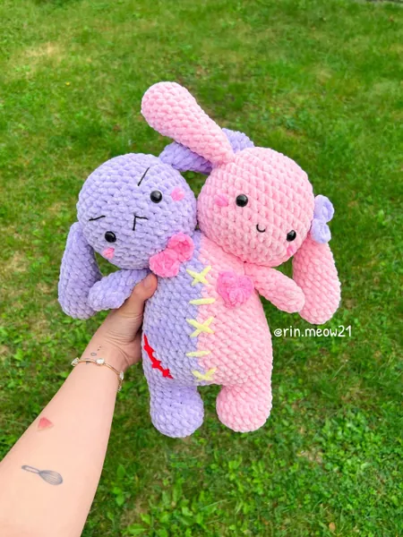 Crochet Pattern - Two Headed Plushie, bunny, bear, halloween, kawaii, cute, handmade, soft toy,