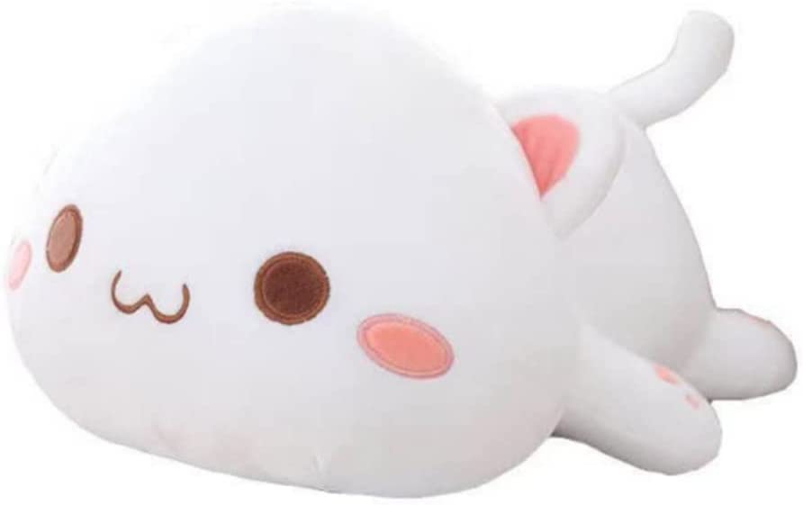 AFAN Super Soft Cute Cat Doll Plush Toy Cute Cat Pillow Bed Accompany Sleeping Doll (White Round Eyes,65cm=25.9 in) - White Round Eyes 65cm=25.9 in