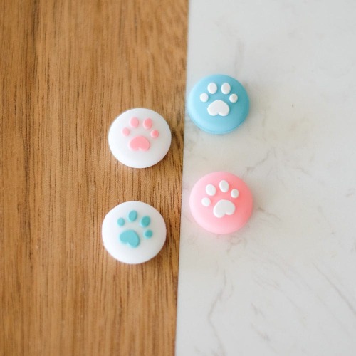 Pink & Blue Paw Thumb Grips (2 Sizes Available) - For Nintendo Switch