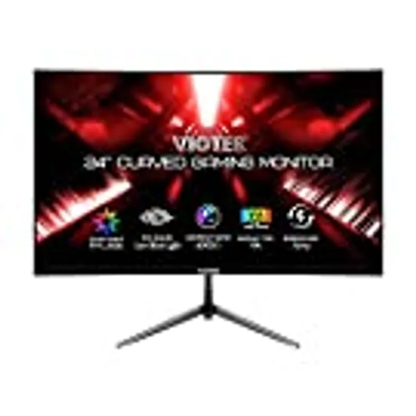 Viotek NBV24CB2 24-Inch Curved Monitor, 75 Hz Full-HD Frameless Monitor for Home, Office & Gaming | VGA, HDMI, 3.5mm | Adaptive Sync w/Superior Dead Pixel Policy + 3Yr Performance Promise