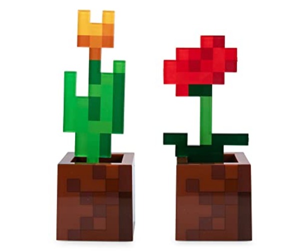 Minecraft Orange Tulip and Poppy Flower Pot Mood Lights | Set of 2