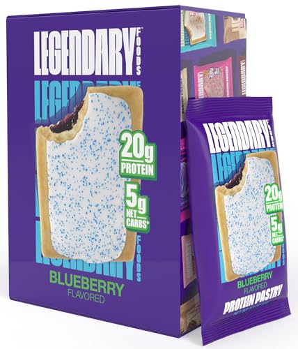 Legendary Foods 20 gr Protein Pastry | Low Carb, Tasty Protein Bar Alternative | Keto Friendly | No Sugar Added | High Protein Breakfast Snacks | Gluten Free Keto Food - Blueberry (8-Pack) - Blueberry - 8 Count (Pack of 1)
