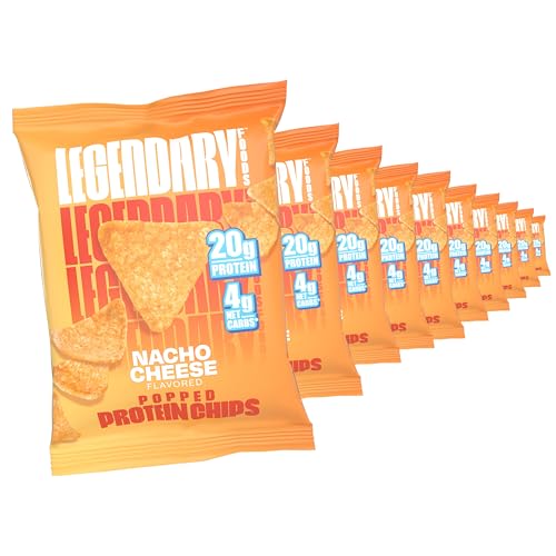 High Protein Chips - Tortilla Shaped Snacks - 10 packs of Keto Friendly and Gluten Free Taco Snack, Perfect for Low Sugar Diet, Low Carb and Crispy Nacho Protein Chips 10 x 1.02oz - Nacho Cheese