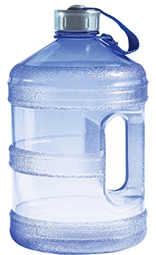 New Wave Enviro Iconic 1 Gallon BPA Free Water Bottle (Round), Built in Handle and Stainless Steel Cap, 1 Gallon Capacity Bottle, Faint Blue - Faint Blue