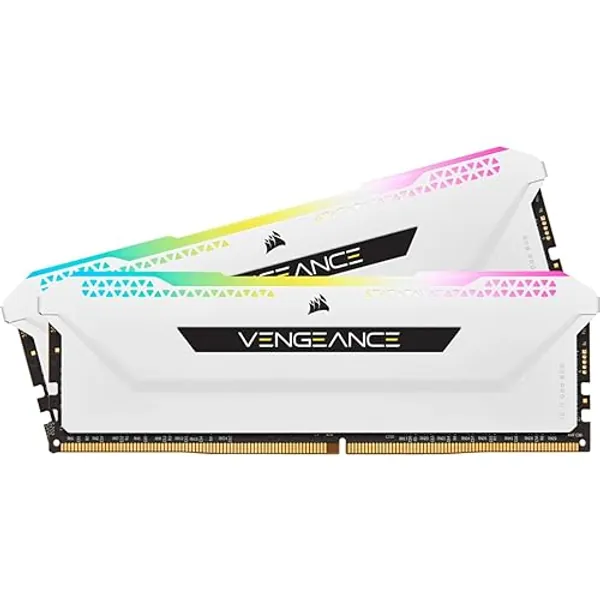 CORSAIR VENGEANCE RGB PRO SL DDR4 RAM 32GB (2x16GB) 3600MHz CL18-22-22-42 1.35V Intel AMD Desktop Computer Memory - White (CMH32GX4M2D3600C18W) - 3600 MHz - 32GB (2x16GB) - White