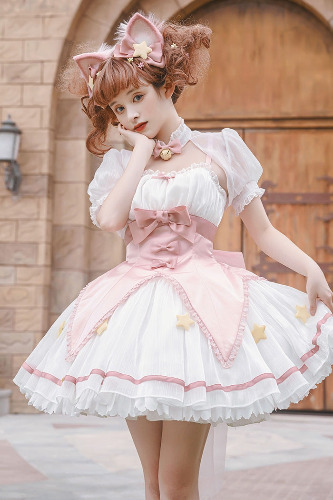 Magic Star Sakura Dress - Pink/White / L