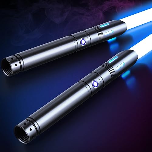 ANASABER Light Saber,Dueling Light Saber 2 Pack, 12Color RGB Lightsabers with Metal Hilt,Replaceable Blade FX Light Sabers for Adults,Kids, Birthday, Halloween Cosplay, Black S8 - Black