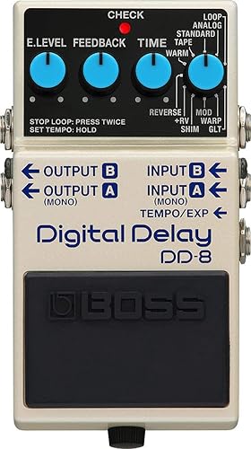 Pédale Digital Delay DD-8 BOSS, une gamme de sons divers et une puissance de Delay maximale, en mono ou stéréo avec onze modes - DD-8