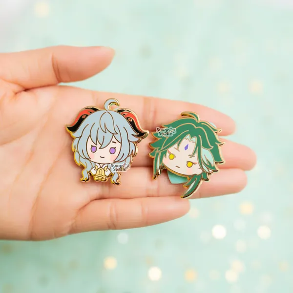 Genshin Impact Ganyu & Xiao Hard Enamel Pin - Set of Both / [A Grade] / Locking Clasps