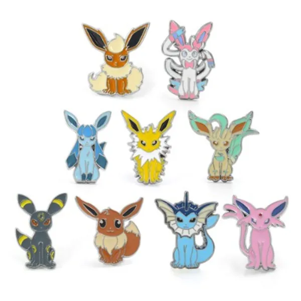 Pocket Monster Eevee Family Badge, Set of 9PCS Including Original Form and 8 Evolutionary Forms Including Box