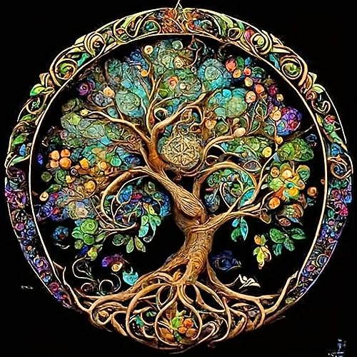 JFYHAB DIY 5D Diamond Painting Kits for Adults Diamond Art Tree of Life Diamond Painting Full Drill Crystal Rhinestone Embroidery Craft Kits for Home Wall Decor Gifts, 12x12inch