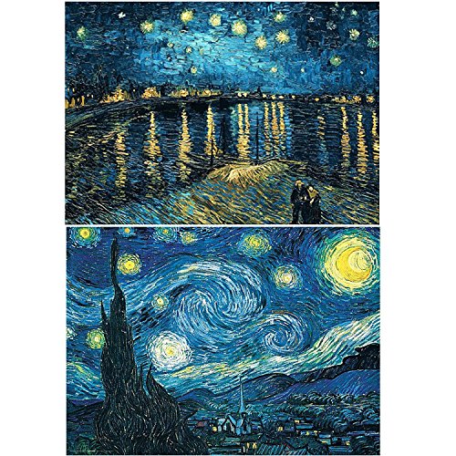 2 Packs 5D Diamond Painting Set,Full Drill Diamond Painting Starry Night Wall Stickers for Living Room(40X50CM/16x20 Inch)