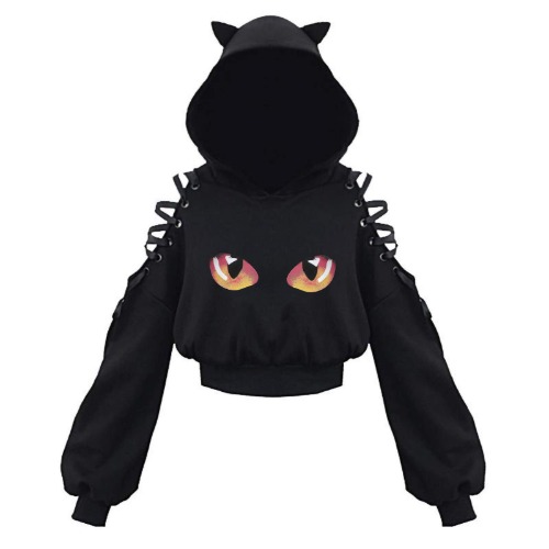 Junesun Fashion Women's Cat Ear Hoodie Pullover Long Sleeve Hooded Sweatshirt Cute Blouse - C Large