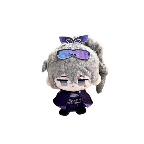 VEAGWIWI Anime Plush Keychain, 4 Inches Honkai Star Rail Kawaii Chibi Plush Keychain for Backpack, Cute Collectable Keycahin for Birthday Gifts - Silver Wolf