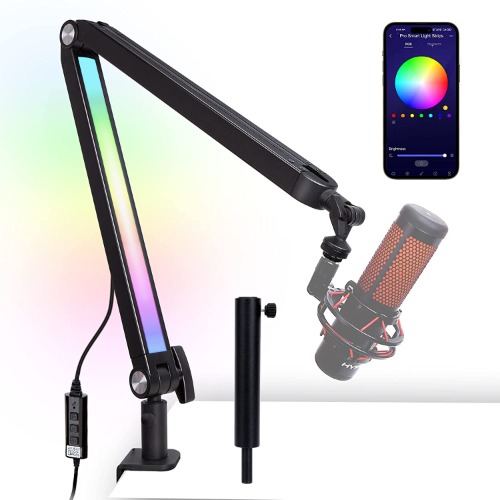 Boom Arm with RGB Light - Mic Arm for HyperX QuadCast, Blue Yeti, Shure SM7B, Rode and Most Gaming Mic, Height adjustable Mic Boom Arm Microphone Arm, Desk Mic Stand for Most USB Microphone By SUNMON - 𝙈𝙞𝙘𝙧𝙤𝙥𝙝𝙤𝙣𝙚 𝘽𝙤𝙤𝙢 𝘼𝙧𝙢