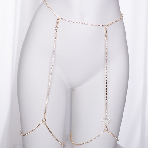 Heart Rhinestone Garters - Gold / M/L