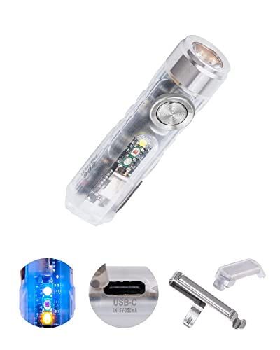RovyVon 4th USB-C Aurora A8 EDC Flashlight, 6500K LED Max 650 Lumen, Momentary On Keychain Light with Magnetic Clip/Base, Lock Mode, Gift for Checking Outdoor(365nm/Red/White) - 6500K