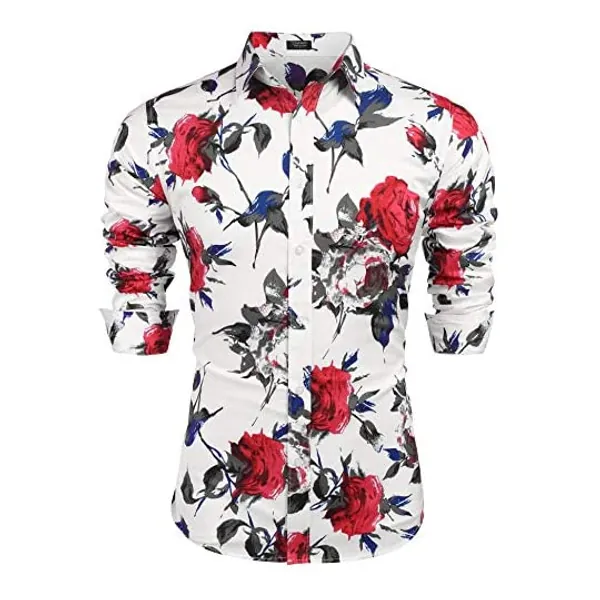 
                            COOFANDY Men's Slim Fit Floral Dress Shirt Long Sleeve Casual Button Down Shirts
                        