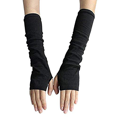 UPSTORE Fingerless Elastic Arm Sleeve Winter Warmer Armsleeve Cuff for Ladies Women Girl Color Light Grey - Black