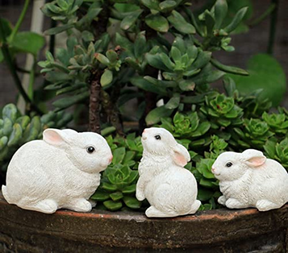set of 3 bunny statues