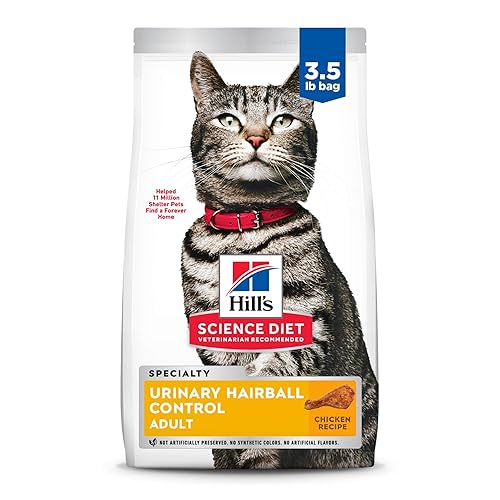 Hill's Science Diet Urinary Hairball Control, Adult 1-6, Urinary Track Health & Hairball Control Support, Dry Cat Food, Chicken Recipe, 3.5 lb Bag - Chicken - 3.5 Pound (Pack of 1)