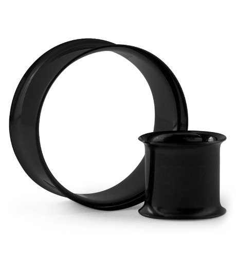 Black Stainless Steel Double Flare Tunnels | 1/2" (12mm) (pair)