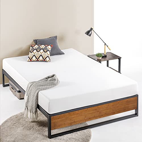 ZINUS GOOD DESIGN Award Winner Suzanne 14 Inch Bamboo and Metal Platforma Bed Frame / No Box Spring Needed / Wood Slat Support, Chestnut Brown, Queen - Queen - Chestnut Brown - 14 Inch