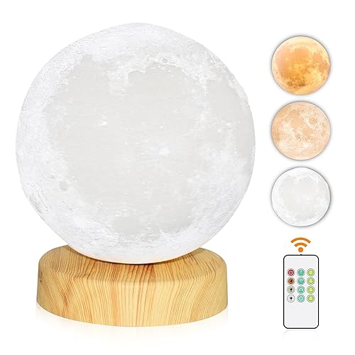 Rsccleaner Light Therapy Lamp®, 10000 Lux with 3 Color Temperatures, Adjustable Brightness,Timer & Memory Function, Sunlight Lamp with Remote Control for Bedroom, Office, Living Room - Moon Lamp