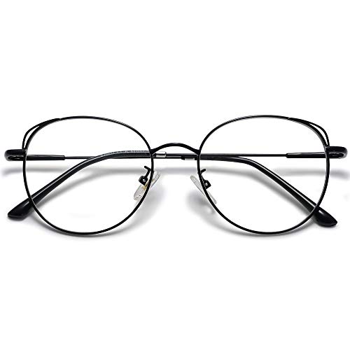SOJOS Cat Eye Blue Light Blocking Glasses Hipster Metal Frame Women Eyeglasses She Young with Black Frame/Anti-Blue Light Lens - Black