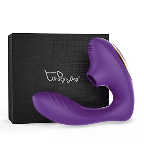 Tracy's Dog Clitoral Sucking Vibrator for Clit G Spot Stimulation, Adult Sex Toys for Women and Couple, Dual Stimulator for Double Pleasure with 10 Suction and Vibration Patterns (OG) - OG - Purple