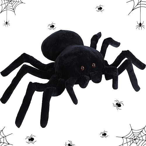 HyDren Halloween Giant Stuffed Spider Toy Huge Realistic Black Spider Stuffed Animal Plush Pillow Christmas Funny Prank Toys(15.75 x 9.84 Inch) - 15.75 x 9.84 Inch