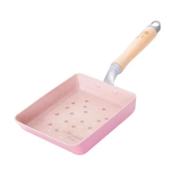 Japanese Omelette Pan/Eggs Pan Tamagoya-ki Eggs Pan Non-Stick Coating Rectangle Frying Pan Mini Frying Pan With Heat Insulated Beech Handle Pink Japanese Rolled Omelet Pan