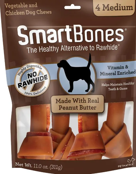 SmartBones Peanut Butter - Medium - 4 pack
