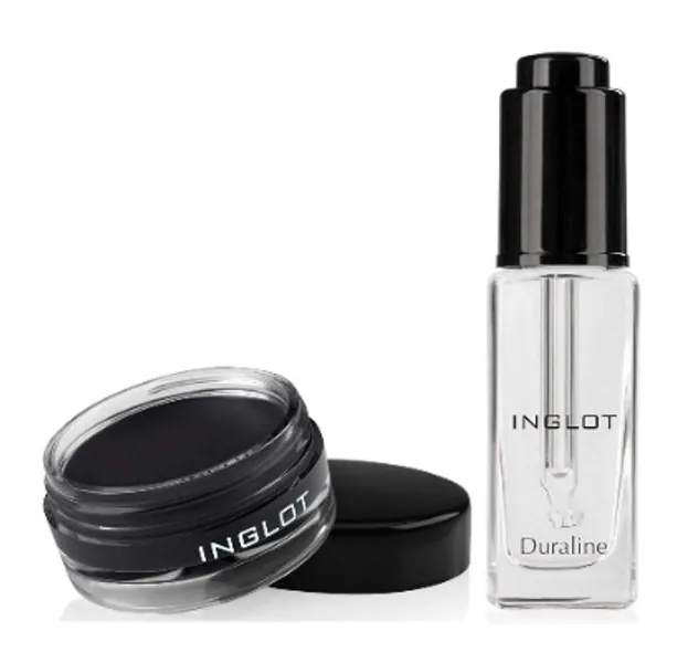 Inglot AMC Eyeliner Gel 77 and Duraline Featuring a Gute Cosmetic Carrying Bag (3 Piece Bundle)