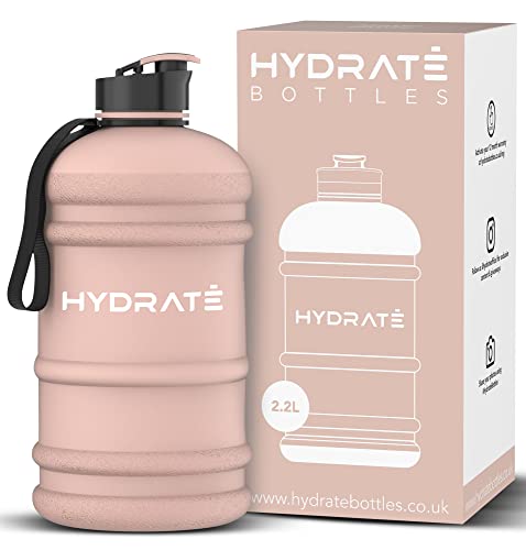 HYDRATE XL Jug 2.2 Litre Water Bottle - BPA Free, Flip Cap, Leak Proof Big Water Bottle Ideal for Gym, Adults, Clear Water Container Large Sports Bottle, Extra Strong Material Water Jug (Matte Nude) - 2.2 Litre - Matte Nude