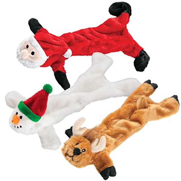 Fox Valley Traders Stuffing Free Christmas Dog Toys, Set of 3