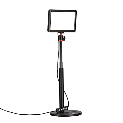 Rollei Lumis Key-Light 28555 Luz de vídeo led Incluye Soporte de Mesa con Mando a Distancia en el Cable para iluminar transmisiones de vídeo y conferencias, Negro