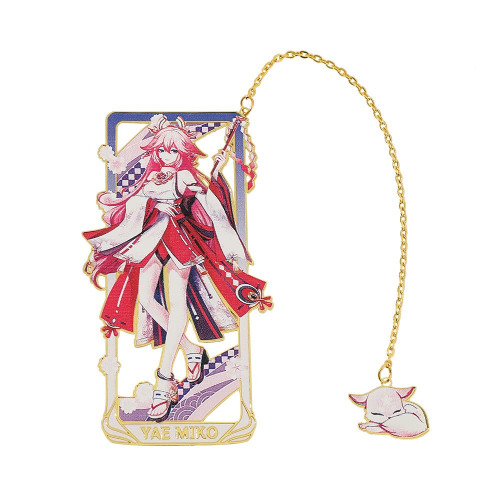 Jirigele Genshin Impact Yae Miko Bookmark, Handmade Metal Hollow Bookmark, Birthday for Genshin Fans, Classmates or Friends