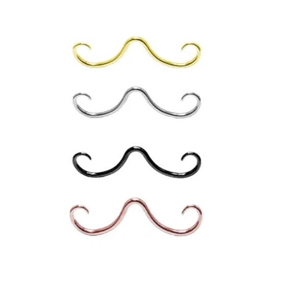 Hilufiet 4Pcs Septum Ring 316L Surgical Steel Septum Mustache Nose Ring Piercing Jewelry for Women Men - 4pcs set